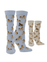 WHD socks Light Blue Heather/Oatmeal Heather / Medium WHD Cute Fuzzy Horse Socks for Women | Gift for Horse Lovers | 1-Pack/2-Pack