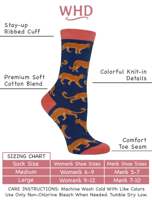 WHD socks Navy / Medium Mountain Lion Socks Perfect Animal Lovers Gift