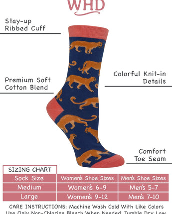 WHD socks Navy / Medium Mountain Lion Socks Perfect Animal Lovers Gift