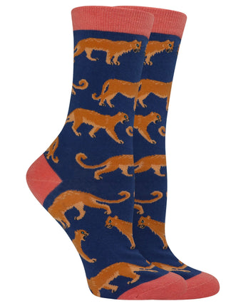 WHD socks Navy / Medium Mountain Lion Socks Perfect Animal Lovers Gift
