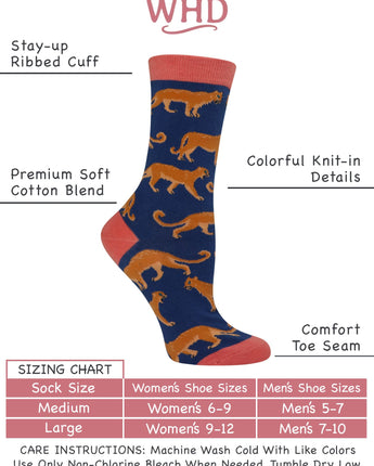 WHD socks Navy / Medium Mountain Lion Socks Perfect Animal Lovers Gift