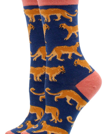 WHD socks Navy / Medium Mountain Lion Socks Perfect Animal Lovers Gift