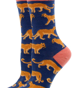 WHD socks Navy / Medium Mountain Lion Socks Perfect Animal Lovers Gift