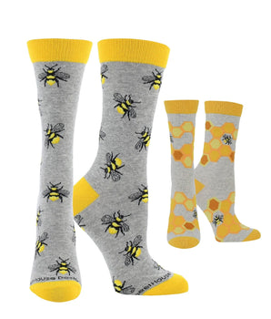 WHD socks Oatmeal Heather/Gray Heather / Medium WHD Bee Socks | Gifts for Bee Lovers | 1-Pack/2-Pack