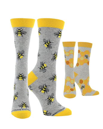 WHD socks Oatmeal Heather/Gray Heather / Medium WHD Bee Socks | Gifts for Bee Lovers | 1-Pack/2-Pack
