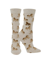 WHD socks Oatmeal Heather / Medium WHD Cute Fuzzy Horse Socks for Women | Gift for Horse Lovers | 1-Pack/2-Pack