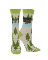 WHD socks Oatmeal / Large Cabin on the Lake Socks for Perfect Anglers Gift