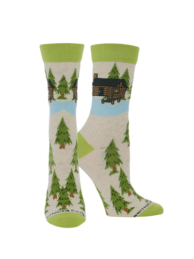 WHD socks Oatmeal / Large Cabin on the Lake Socks for Perfect Anglers Gift