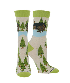 WHD socks Oatmeal / Large Cabin on the Lake Socks for Perfect Anglers Gift