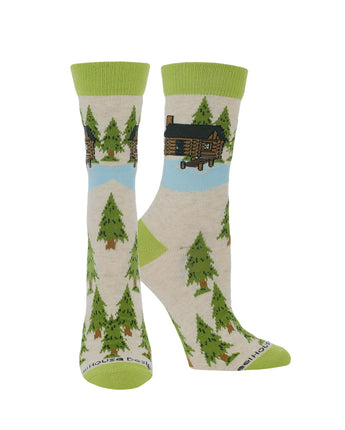 WHD socks Oatmeal / Large Cabin on the Lake Socks for Perfect Anglers Gift