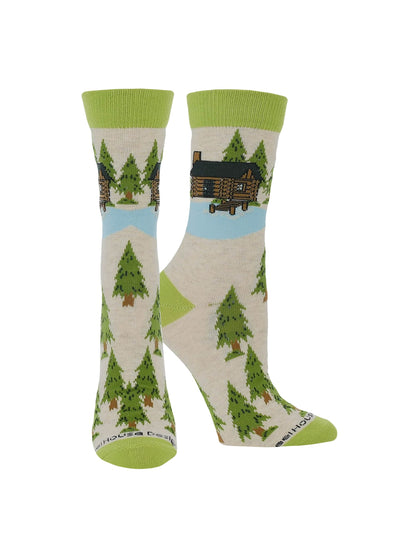 WHD socks Oatmeal / Large Cabin on the Lake Socks for Perfect Anglers Gift