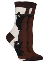 WHD socks Oatmeal / Medium Bear Crew Socks for Women and Men | Gift for Bear Lovers
