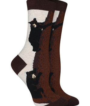WHD socks Oatmeal / Medium Bear Crew Socks for Women and Men | Gift for Bear Lovers