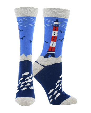 WHD socks Oatmeal / Medium Lighthouse Socks for Perfect Ocean Lovers Gift