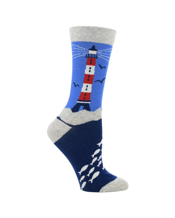 WHD socks Oatmeal / Medium Lighthouse Socks for Perfect Ocean Lovers Gift