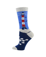 WHD socks Oatmeal / Medium Lighthouse Socks for Perfect Ocean Lovers Gift
