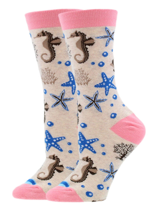 Ocean Socks for Women with Jellyfish Seahorses Starfish
