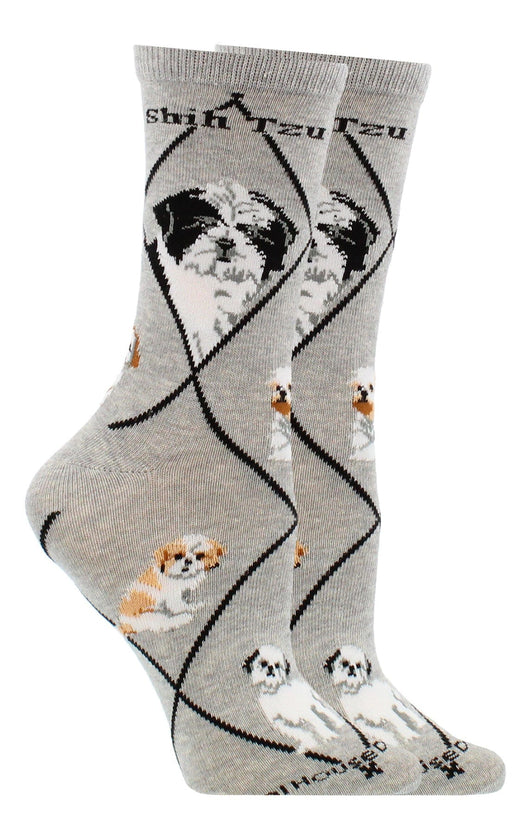 WHD socks Puppy Cut Gray / Medium Shih Tzu Socks Perfect Dog Lovers Gift