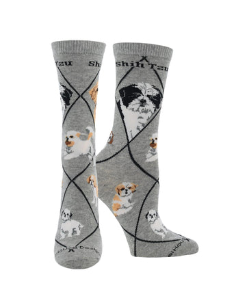 WHD socks Puppy Cut Gray / Medium Shih Tzu Socks Perfect Dog Lovers Gift