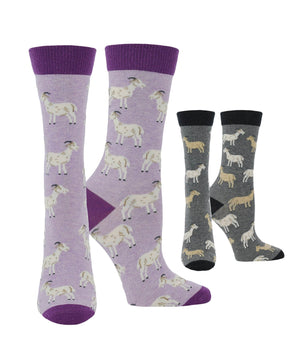 WHD socks Purple Heather/Charcoal / Medium WHD Goat Socks | Gift for Goat Lovers | 1-Pack/2-Pack