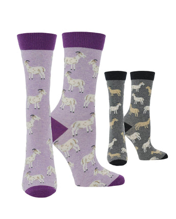 WHD socks Purple Heather/Charcoal / Medium WHD Goat Socks | Gift for Goat Lovers | 1-Pack/2-Pack
