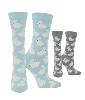 Cute Fuzzy Bunny Socks for Women | Bunny Rabbit Crew Socks | 1-Pack/2-Pack