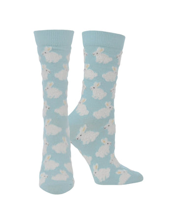 WHD socks Soft Blue / Medium Cute Fuzzy Bunny Socks for Women | Fuzzy Bunny Rabbit Crew Socks|1-Pack/2-Pack