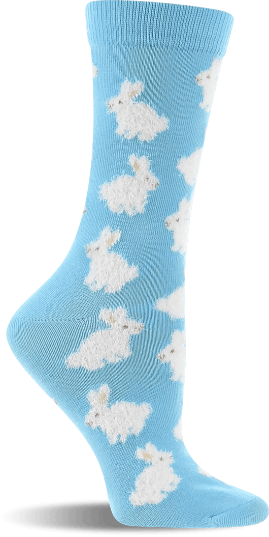 WHD socks Soft Blue / Medium Cute Fuzzy Bunny Socks for Women | Fuzzy Bunny Rabbit Crew Socks