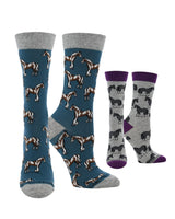 WHD socks Teal/Gray Heather / Medium WHD Multi Horse Socks | Gift for Horse Lovers | 2-Pack