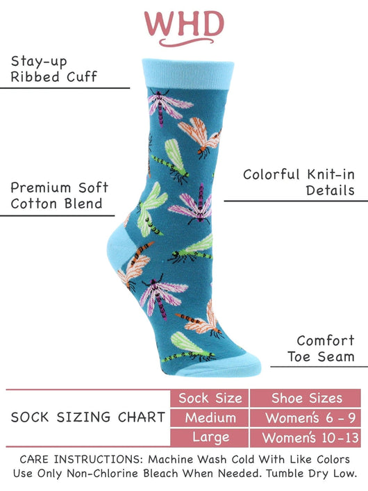 WHD socks Teal / Medium Dragonfly Socks Perfect Outdoor Lovers Gift