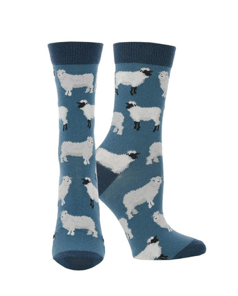 WHD socks Teal / Medium WHD Sheep Crew Socks for Women & Men | Farm Animal Lover Socks, Barnyard Fun