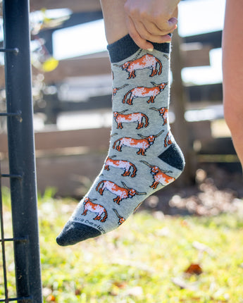 WHD socks WHD Cattle Crew Socks for Women & Men | Gift for Cow Lovers, Barnyard Fun