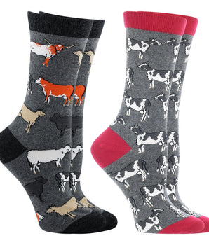 WHD socks WHD Cattle Crew Socks for Women & Men | Gift for Cow Lovers, Barnyard Fun