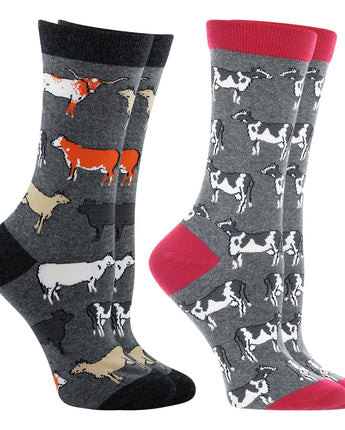 WHD socks WHD Cattle Crew Socks for Women & Men | Gift for Cow Lovers, Barnyard Fun
