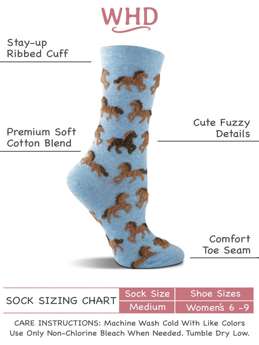 WHD socks WHD Cute Fuzzy Horse Socks for Women | Gift for Horse Lovers