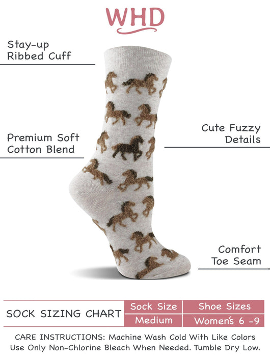 WHD socks WHD Cute Fuzzy Horse Socks for Women | Gift for Horse Lovers