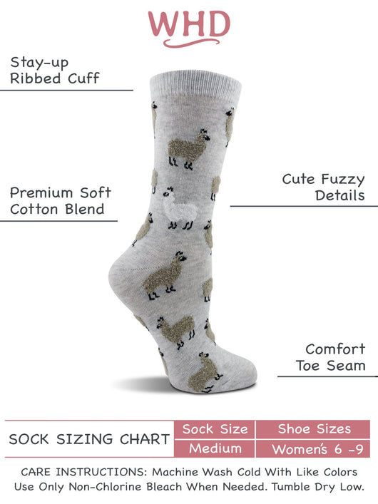 WHD Cute Fuzzy Llama Socks for Women