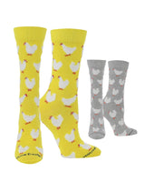 WHD Yellow/Heather Grey / Medium WHD Chicken Crew Socks for Women & Men