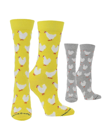 WHD Yellow/Heather Grey / Medium WHD Chicken Crew Socks for Women & Men