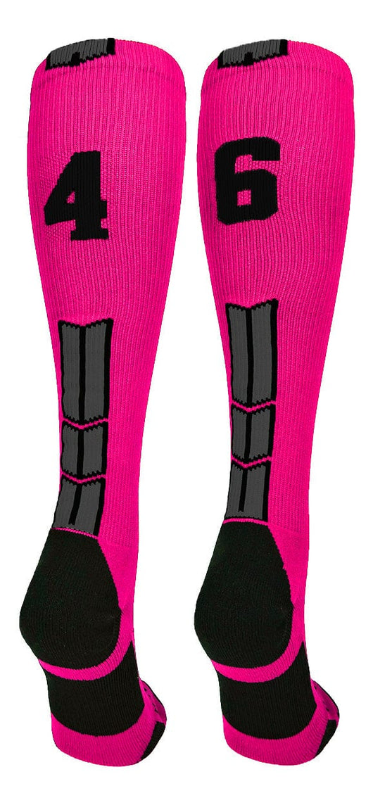 Player Id Jersey Number Socks Over the Calf Length Neon Pink Black