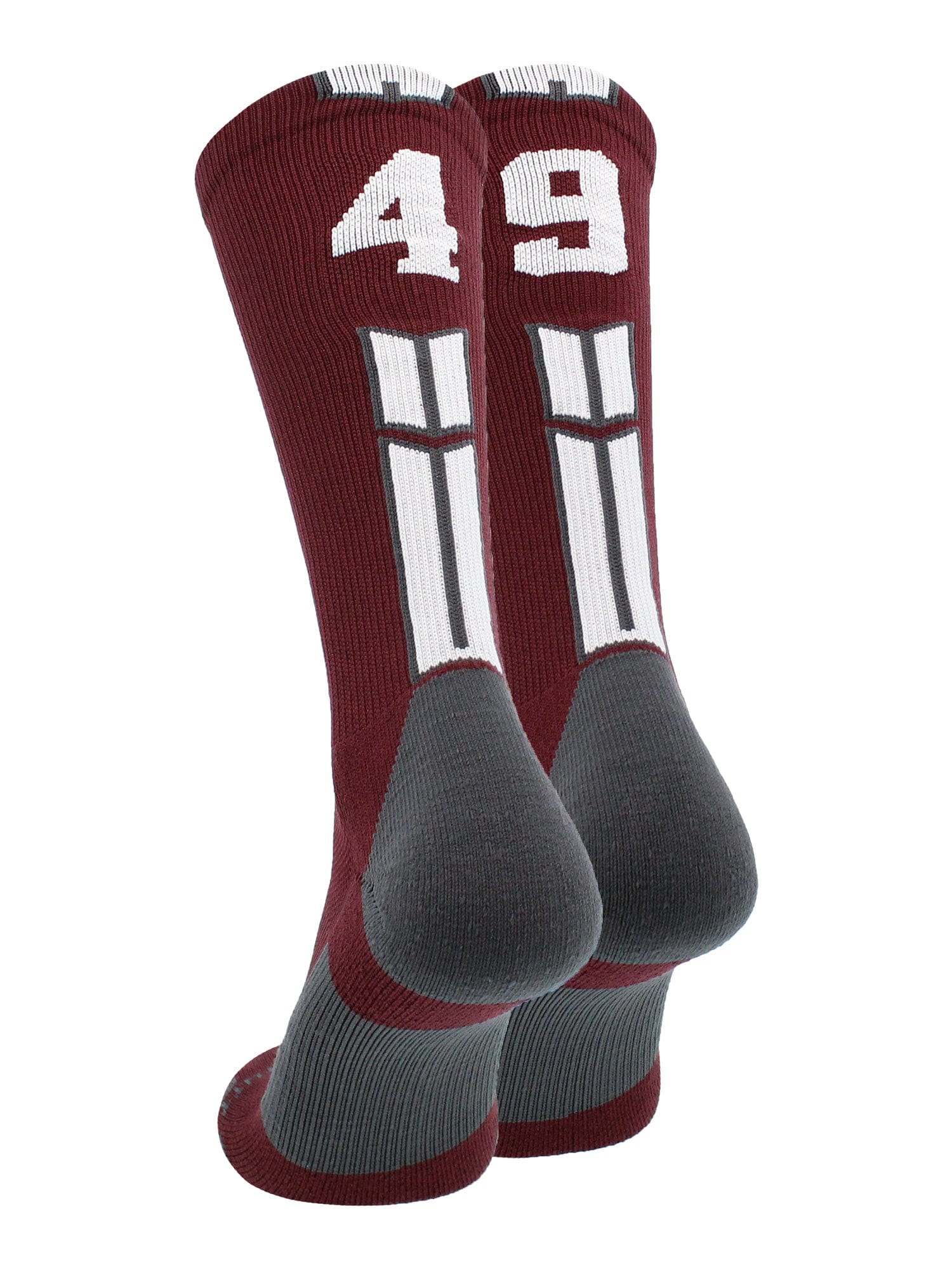 Player Number Socks Crew Length Maroon White MadSportsStuff