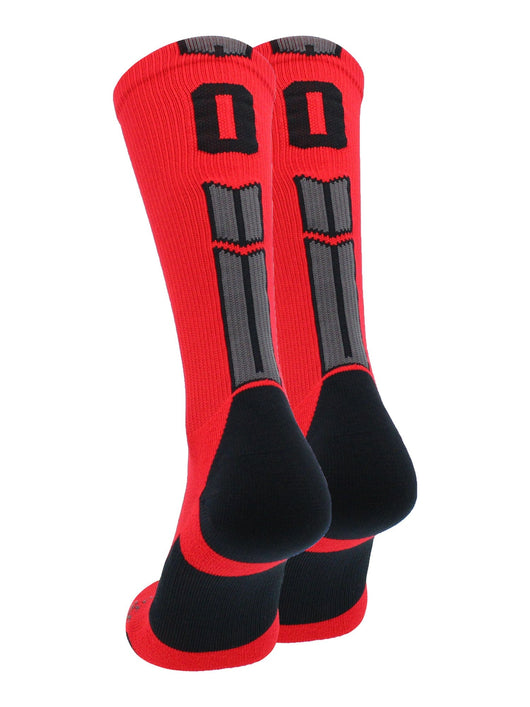 MadSportsStuff socks #00 / Large Player Id Jersey Number Socks Crew Length Red Black
