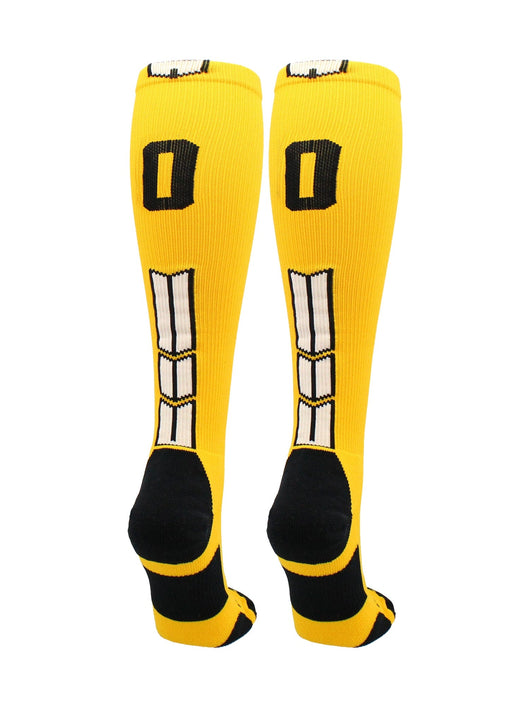 MadSportsStuff socks #00 / Large Player Id Jersey Number Socks Over the Calf Length Gold Black