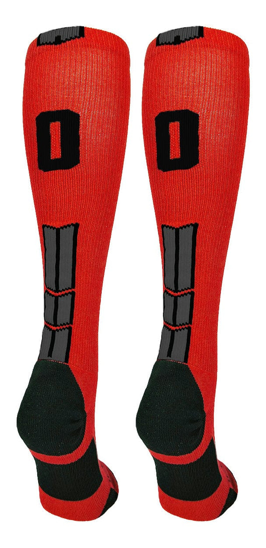 MadSportsStuff socks #00 / Large Player Id Jersey Number Socks Over the Calf Length Red Black