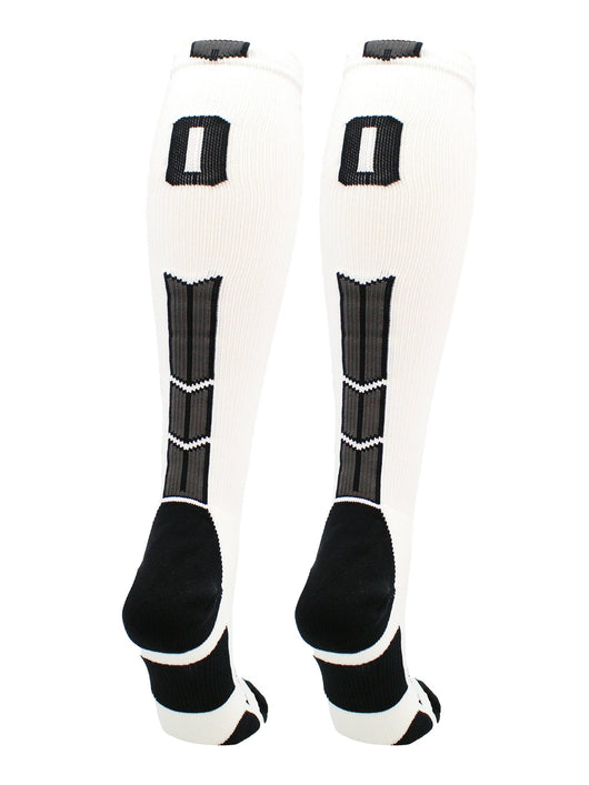 MadSportsStuff socks #00 / Large Player Id Jersey Number Socks Over the Calf Length White Black