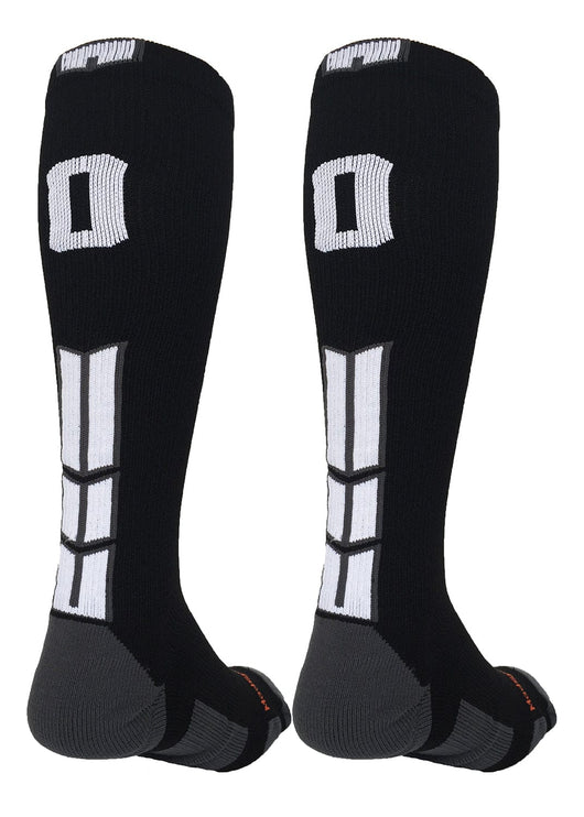 MadSportsStuff socks #00 / Medium Player Id Jersey Number Socks Over the Calf Length Black White