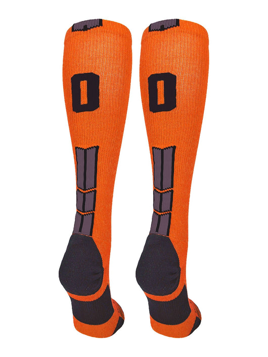 MadSportsStuff socks #00 / Small Player Id Jersey Number Socks Over the Calf Length Orange Black