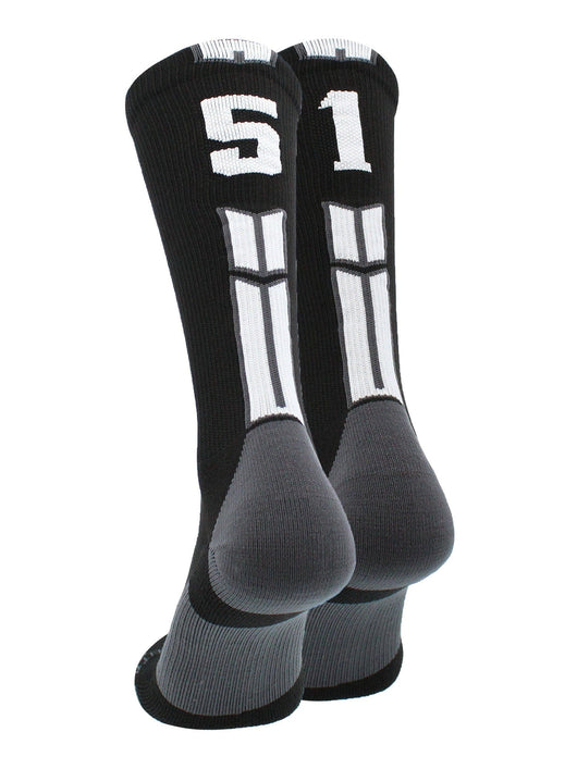 MadSportsStuff socks #51 / Medium Player Id Jersey Number Socks Crew Length Black White