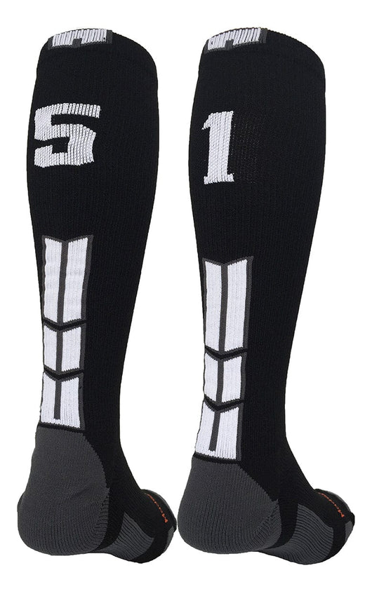 MadSportsStuff socks #51 / Medium Player Id Jersey Number Socks Over the Calf Length Black White