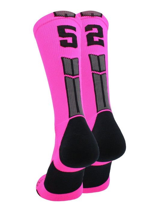 MadSportsStuff socks #52 / Medium Player Id Jersey Number Socks Crew Length Neon Pink Black